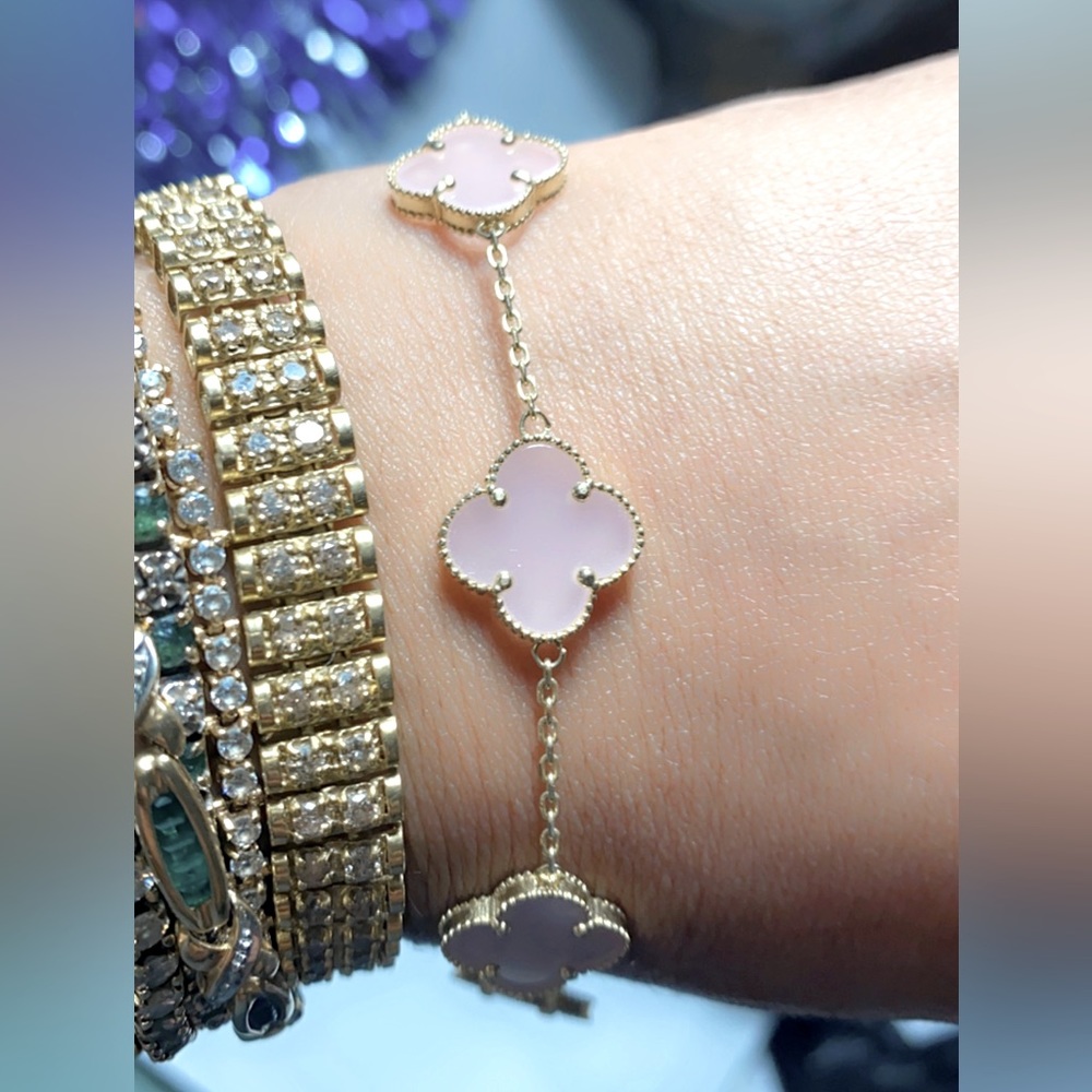 10k solid gold clover bracelet